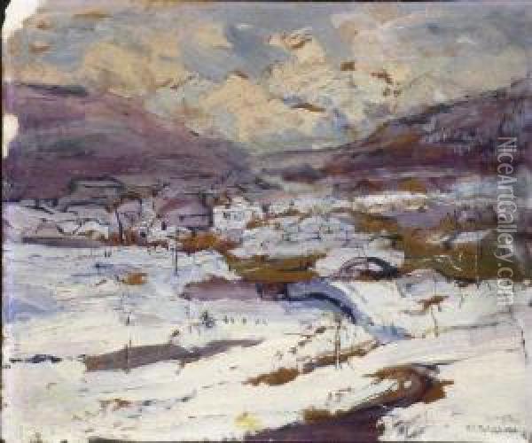 Valley In Winter Oil Painting - Frederick Carl Frieseke