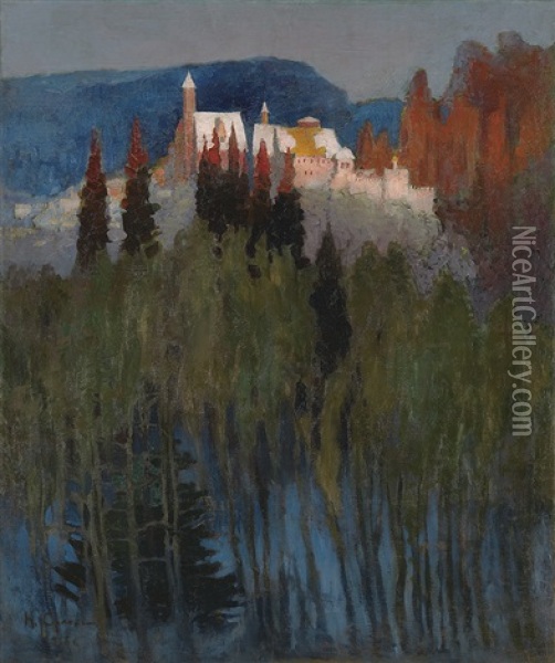 Fairy Landscape With Castle Oil Painting - Nicholai Vasilievich Orlov