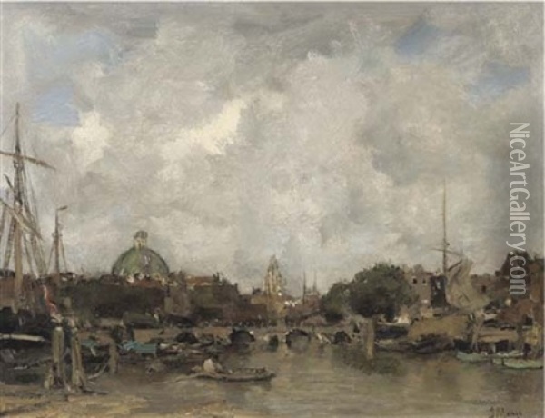 Amsterdam With The Koepelkerk In The Distance Oil Painting - Jacob Henricus Maris