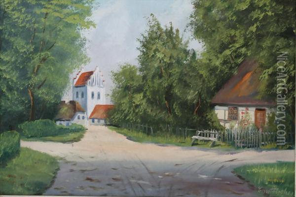 Landschaft Mit Gebauden Oil Painting - Ernst Albert Fischer-Corlin