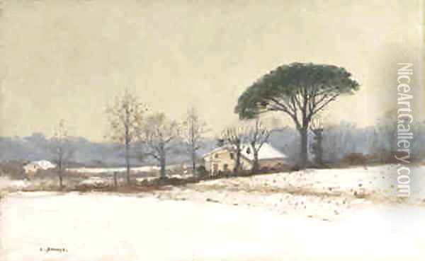 A Wintery Day Oil Painting - Pierre-Emmanuel Damoye