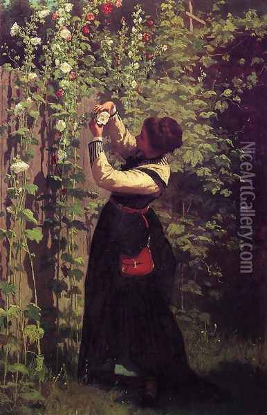 Catching the Bee Oil Painting - Eastman Johnson