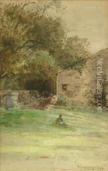 Figurebefore A Barn Oil Painting - William Manners