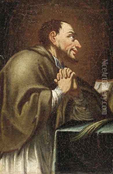 Saint Charles Borromeo; and a Franciscan Saint Oil Painting - Neapolitan School