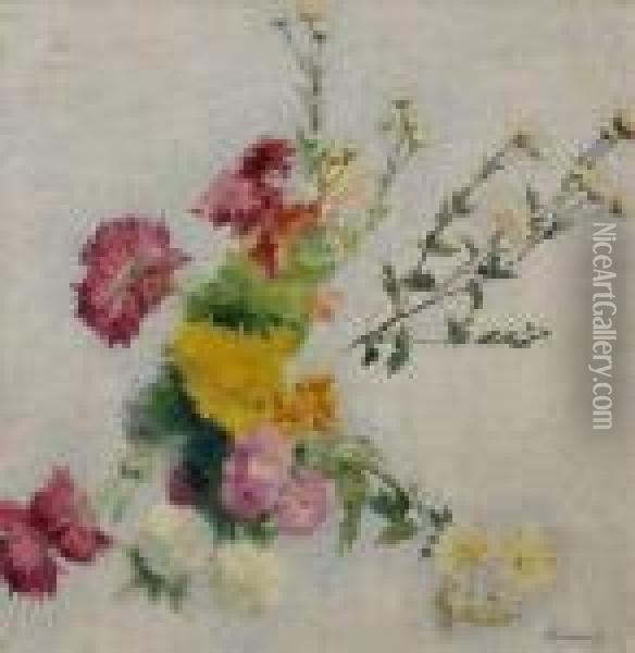 Fleurs Oil Painting - Achille Lauge