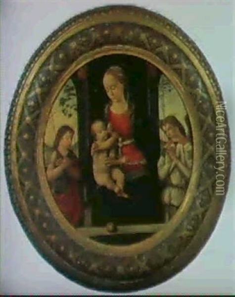 Madonna Col Bambino, S. Giovannino E Un Angelo Oil Painting - Biagio d'Antonio Tucci