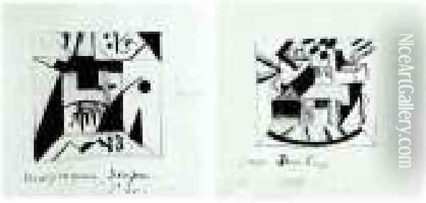 Decor Sketches For The Opera Victory Over The Sun Oil Painting - Kazimir Severinovich Malevich