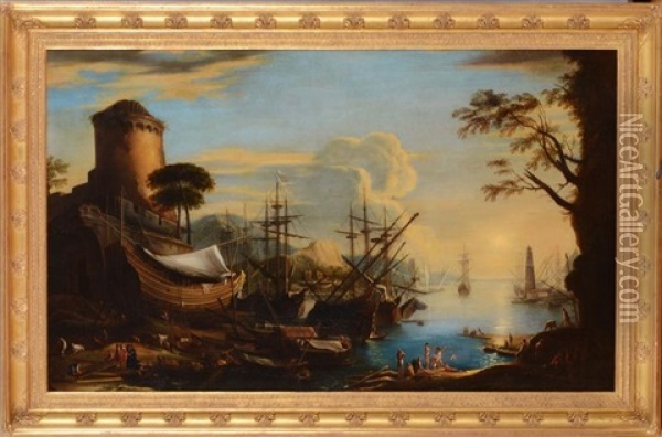 Harbor View Oil Painting - Giovanni Signorini