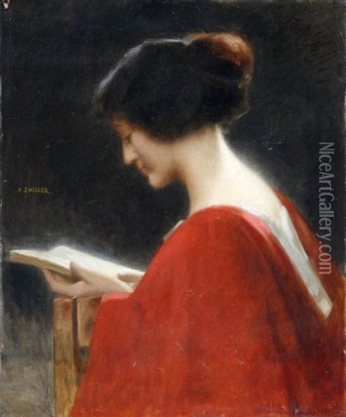 Femme A La Lecture Oil Painting - Marie Augustin Zwiller