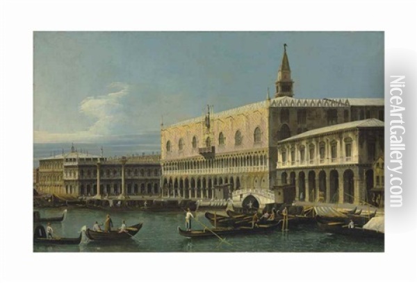 Venice, A View Of The Molo, Looking West, With The Palazzo Ducale And The South Side Of The Piazzetta Oil Painting - Bernardo Bellotto