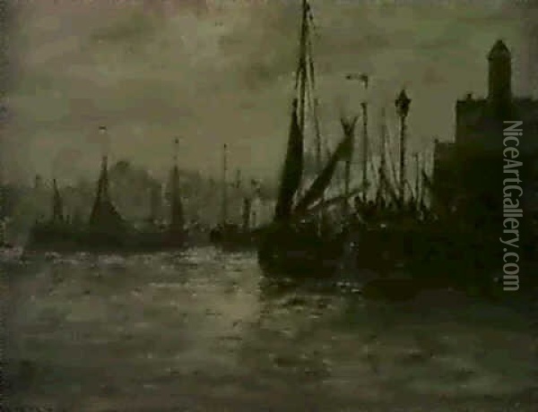 Harbour, Lowestoft, Norfolk Oil Painting - Edwin Hayes