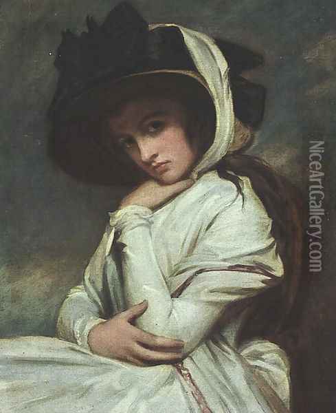 Lady Hamilton in a Straw Hat 1785 Oil Painting - George Romney