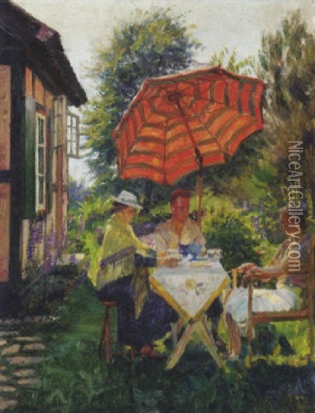 A Summer Garden Party Oil Painting - Robert Panitzsch