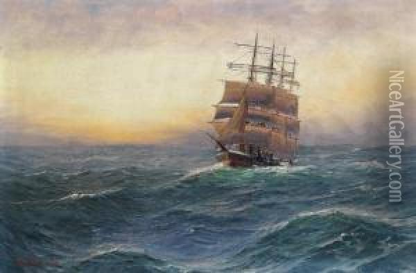 Vollschiff Auf See Oil Painting - Alfred Jensen