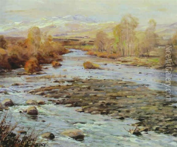 Western River Landscape Oil Painting - Louis Aston Knight