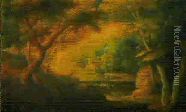 Paesaggio Con San Francesco  Paesaggio Con   Maddalena Penitente  Paesaggio Con Eremita Oil Painting - Don Giuseppe Ronzelli