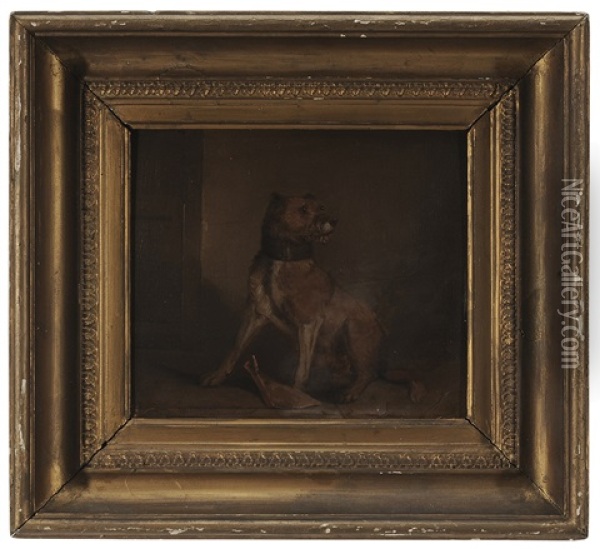 Terrier, In An Interior Oil Painting - Martin Theodore Ward
