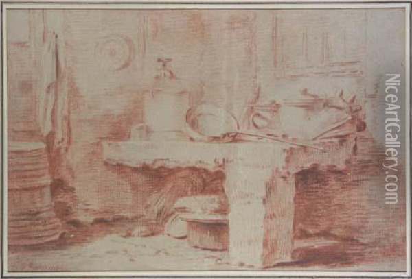 Interieur De Cuisine Oil Painting - Jean-Baptiste Huet I