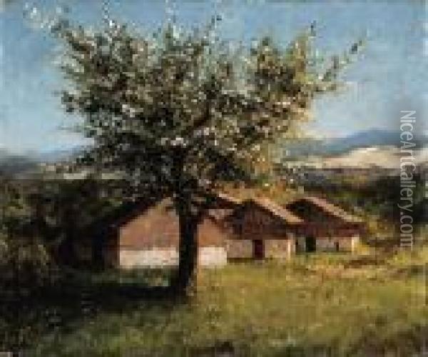 Paysage Suisse Au Pommier En Fleurs Oil Painting - Gustave Courbet