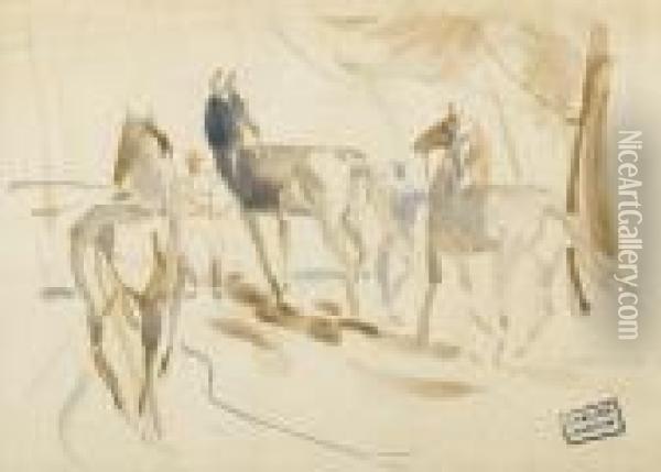 Pferde Und Reiter Oil Painting - Jules Pascin