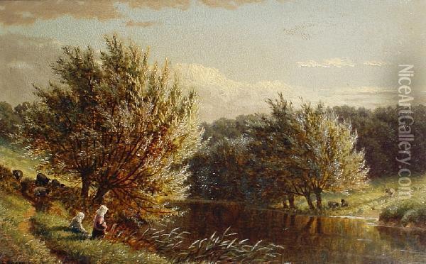 On The Avon Morning Oil Painting - Henry Cheadle