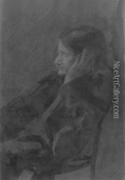 Sitzender Junger Mann, Im Profil Nach Links, Das Kinn In Die Linke Gestuzt Oil Painting - Max Klinger