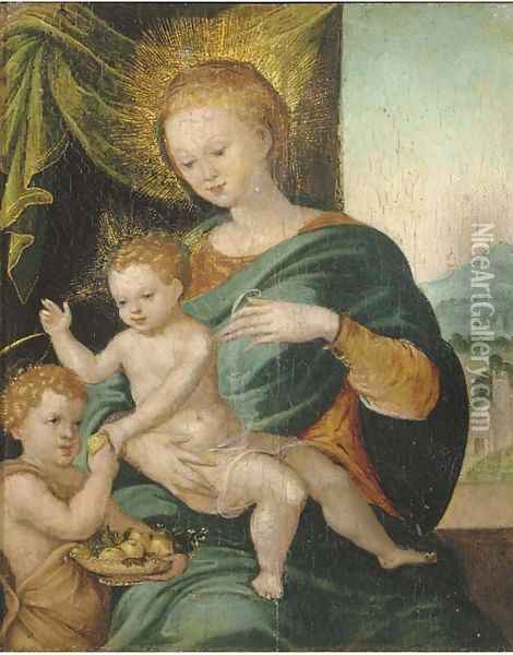 The Virgin and Child with Saint John The Baptist Oil Painting - Joos Van Cleve