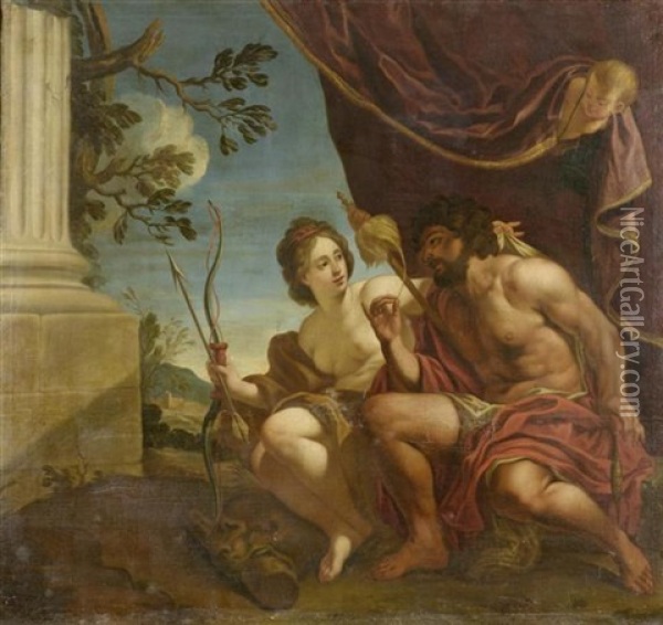 Herkules Und Omphale Oil Painting - Onorio Marinari