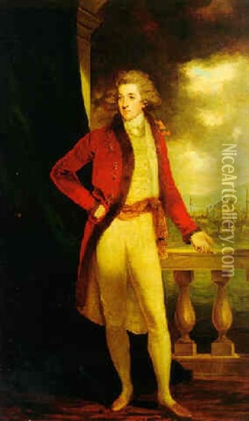 Portrait Of Captain George Porter, Later 6th Baron De Hochepied Oil Painting - Sir John Hoppner