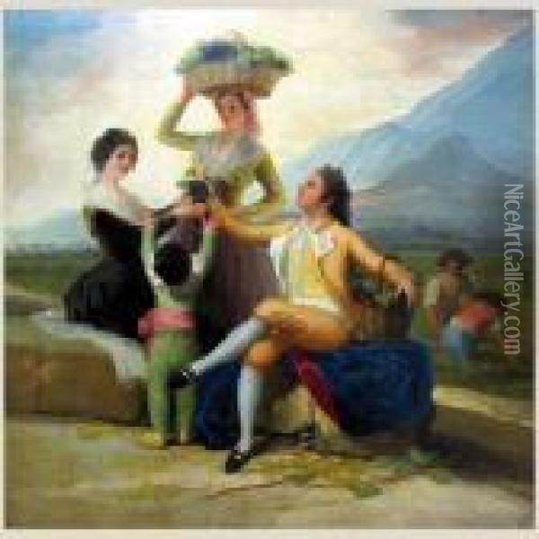 La Vendimia Oil Painting - Francisco De Goya y Lucientes