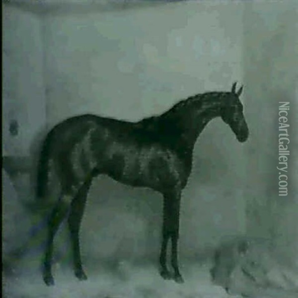 'discord'; Plebeian' - Bay Race                             Horses In Stables (a Pair) Oil Painting - Harry Hall