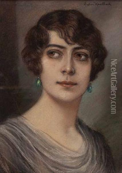 Portrait Einerjungen Dame Oil Painting - Anton Kaulbach