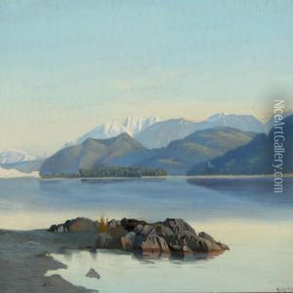 A Inlet Scene, 
Presumeably From Greenland Oil Painting - Harald Foss
