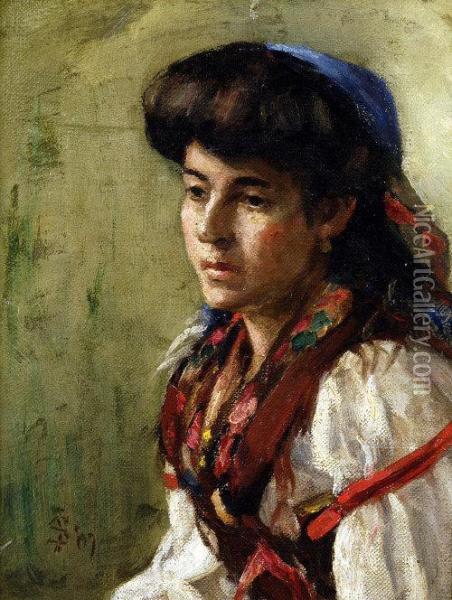 Portrait Of A Romany Girl Oil Painting - Solomon Joseph Solomon