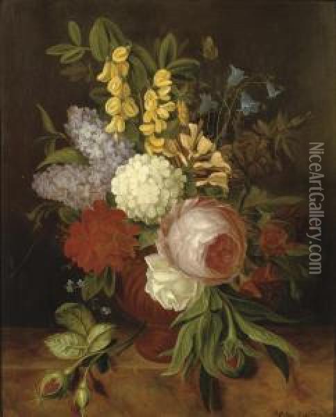 Still Life Roses Oil Painting - Johannes Van Cornelis