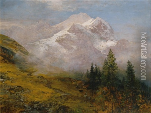 Blick Auf Das Jungfraumassiv Oil Painting - Oswald Achenbach