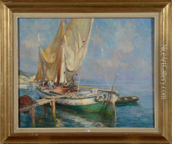 Sur La Cote Mediterraneenne Oil Painting - Jacques Madyol