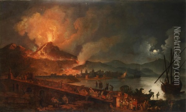 The Eruption Of Mount Vesuvius Oil Painting - Pierre Jacques Volaire
