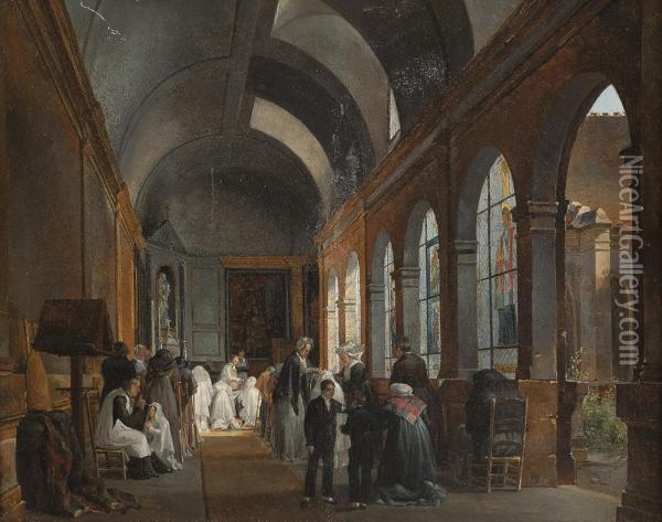 Paar Gemalde: Die Heilige Kommunion Und Die Hochzeit Oil Painting - Robert Leopold Leprince