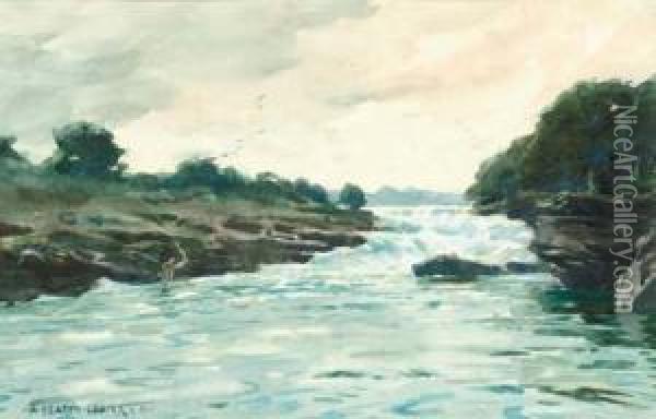A River In Spate Oil Painting - Alfred Heaton Cooper