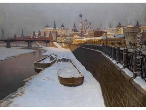Blick Auf Den Kreml Oil Painting - Mikhail Markianovich Germanshev