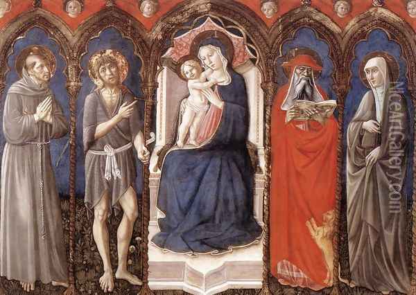 Madonna with Child and Four Saints 1468 Oil Painting - Niccolo Da Foligno
