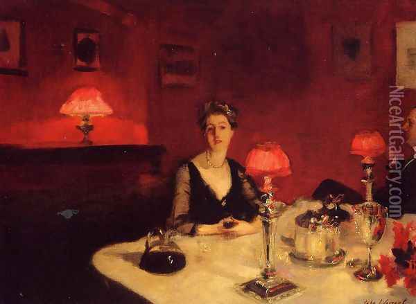 A Dinner Table At Night Oil Painting - John Singer Sargent