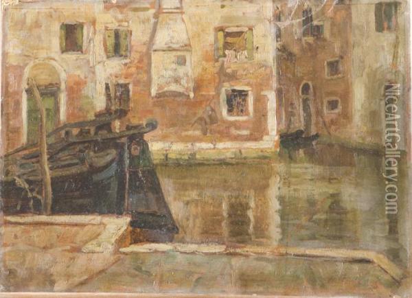 Coppia Di Scorci Veneziani Oil Painting - Giuseppe Solenghi