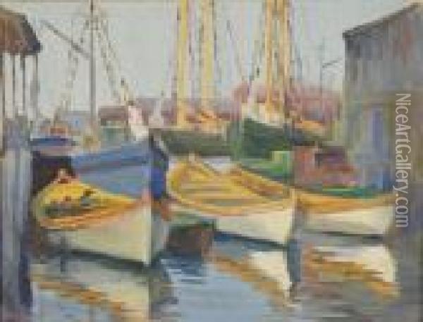 New England Harbor. Oil Painting - Alice Judson