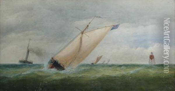 Sailing Ships Racing With The John Perry Tug Passing By Yarmouth,

Norfolk Oil Painting - Charles Taylor