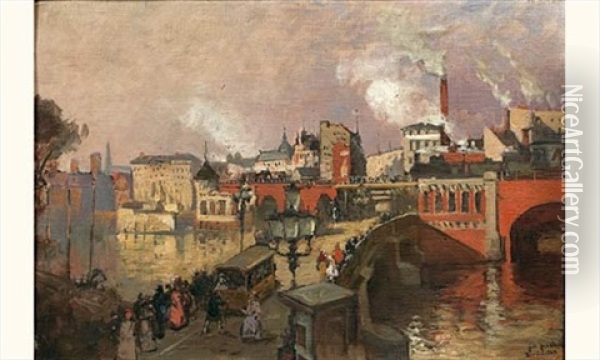 Un Pont A Berlin Oil Painting - Julius Jacob the Younger