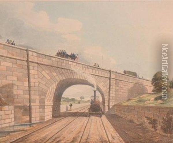 Viaduct Across The Sankey Valley Oil Painting - Thomas Talbot Bury