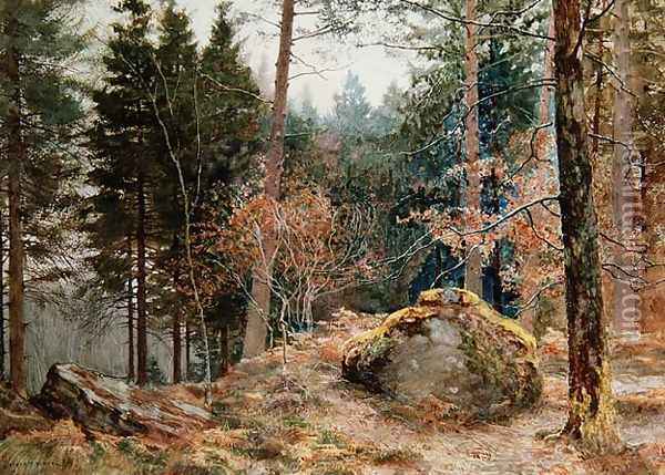 In a Welsh wood, winter Oil Painting - James Thomas Watts