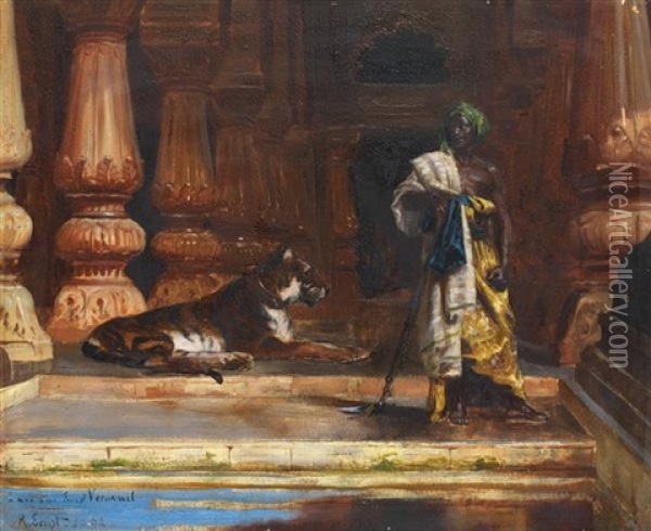Le Gardien Et Son Tigre Oil Painting - Rudolf Ernst